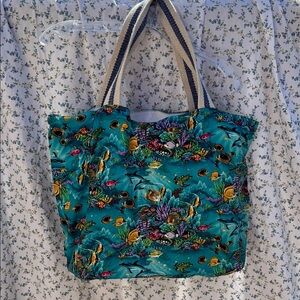 Handcrafted Tropical Print Tote Bag